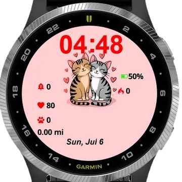 Lovely Cats Garmin watch face preview