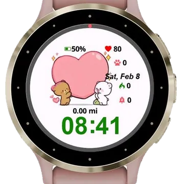 Lovely Cute Bear Valentines Garmin watch face preview