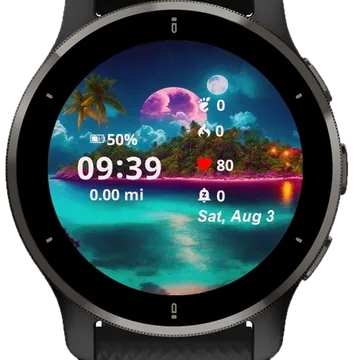 Magical Caribbean Tropical Garmin watch face preview