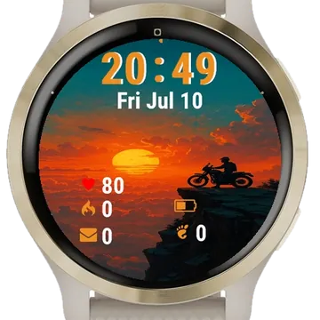 Man Motorcycle Sitting Edge Cliff Garmin watch face preview