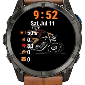 Man Riding Motorcycle Helmet Garmin watch face preview