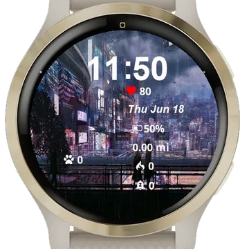 Man Standing Bridge Rain Garmin watch face preview