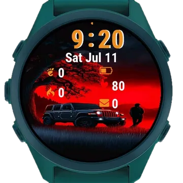 Man Standing Next Jeep Garmin watch face preview
