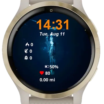 Man Swimming Under Water Dark Garmin watch face preview