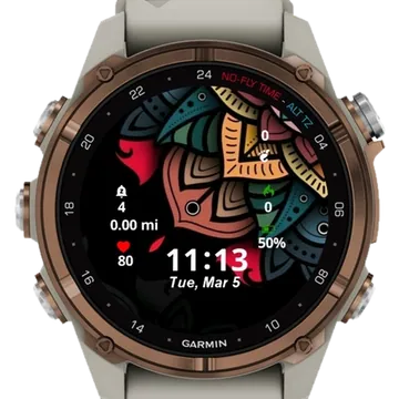 Mandala Flowers Garmin watch face preview