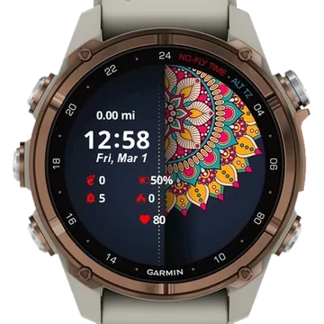 Mandala Flowers Garmin watch face preview