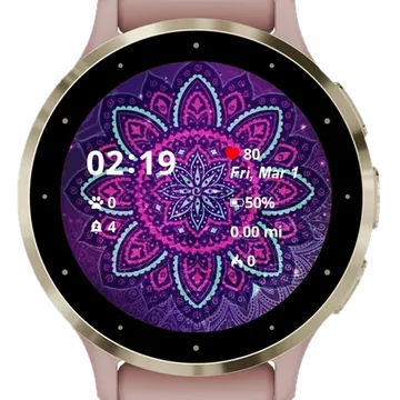 Mandala Pink Garmin watch face preview