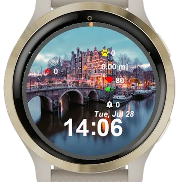 Many Boats Water Near Bridge Garmin watch face preview