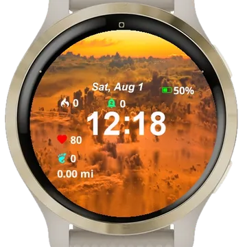 Many Clouds Flying Sky Sunset Garmin watch face preview
