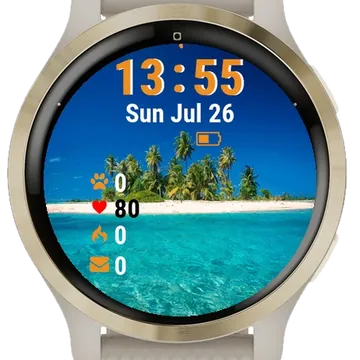 Many Palm Trees Small Island Garmin watch face preview