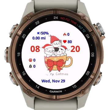 Merry Catmas Garmin watch face preview
