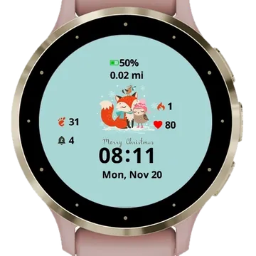 Merry Christmas Birds Garmin watch face preview