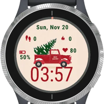 Merry Christmas Car With Tree Garmin watch face preview