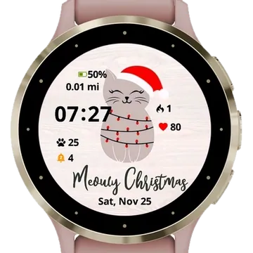 Merry Christmas Cat Garmin watch face preview
