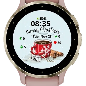 Merry Christmas Cup Garmin watch face preview