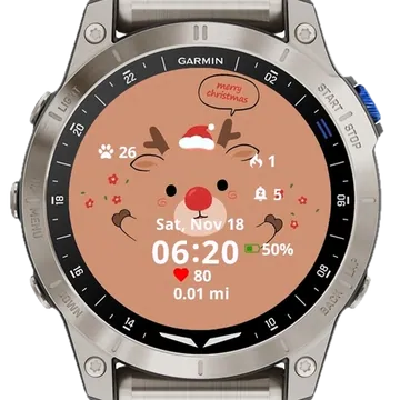 Merry Christmas Reindeer Garmin watch face preview