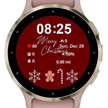 Merry Christmas Snowflakes Garmin watch face preview