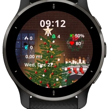 Merry Christmas Tree Winter Garmin watch face preview