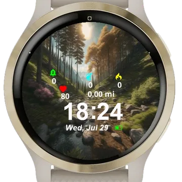 Middle Grassy Area Rocks Trees Garmin watch face preview