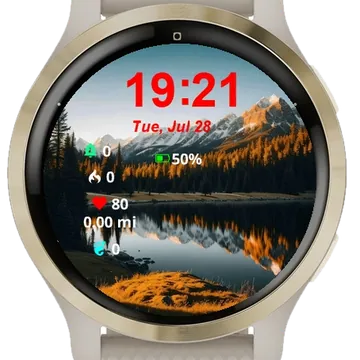 Middle Grassy Field Mountains Garmin watch face preview