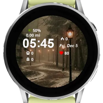 Middle Snowy Forest Garmin watch face preview