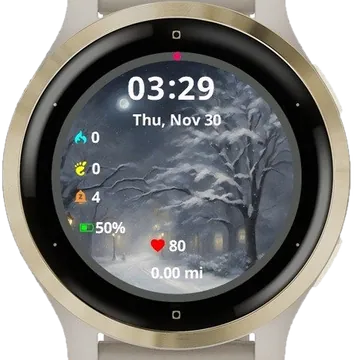 Midnight Snowfall Garmin watch face preview