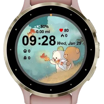 Milk Mocha Bear Garmin watch face preview
