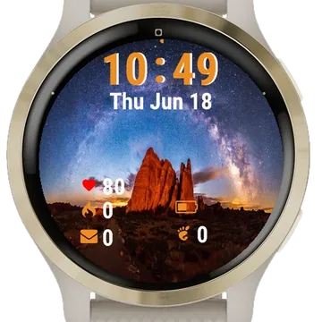 Milky Over Garden Gods Garmin watch face preview