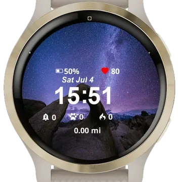 Milky Over Rock Formation Garmin watch face preview