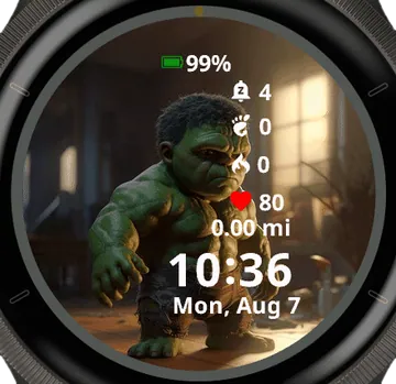 Mini Hulk Garmin watch face preview