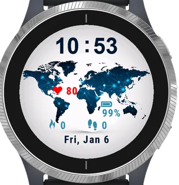 Modern World Map Garmin watch face preview