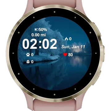 Moon Over Lake Trees Garmin watch face preview