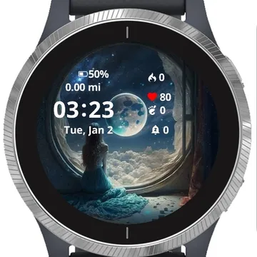 Moon view Garmin watch face preview