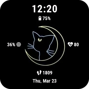 Mooncat Garmin watch face preview