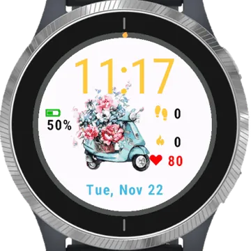 Motorcycle Flowers Garmin watch face preview