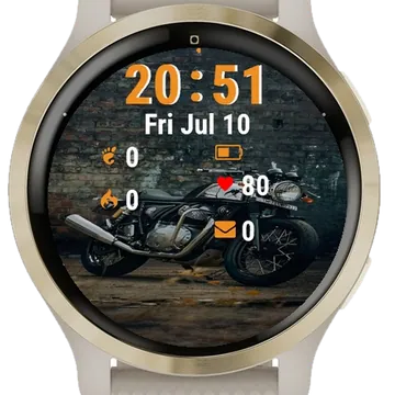 Motorcycle Parked Front Brick Garmin watch face preview