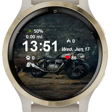 Motorcycle Parked Front Brick Garmin watch face preview