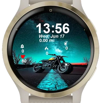 Motorcycle Parked Side Road Garmin watch face preview