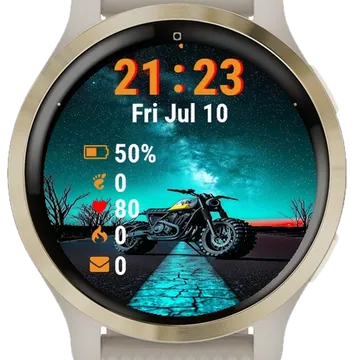 Motorcycle Parked Side Road Garmin watch face preview