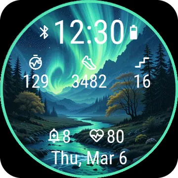 Mountain Aurora Garmin watch face preview
