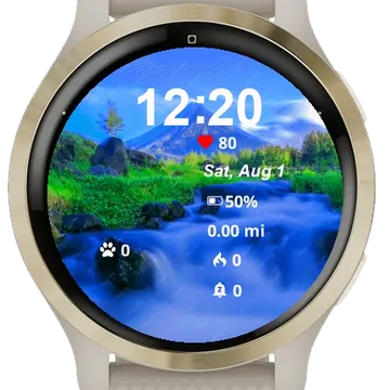 Mountain Background Stream Garmin watch face preview