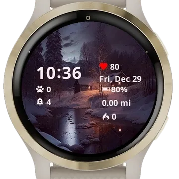 Mountain Cottage Lake Garmin watch face preview