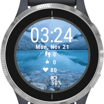 Mountain Lake In Winter Garmin watch face preview