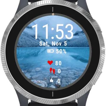 Mountain Lake In Winter Garmin watch face preview