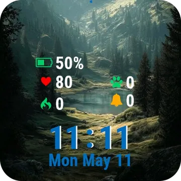 Mountain Lake Surrounded Garmin watch face preview