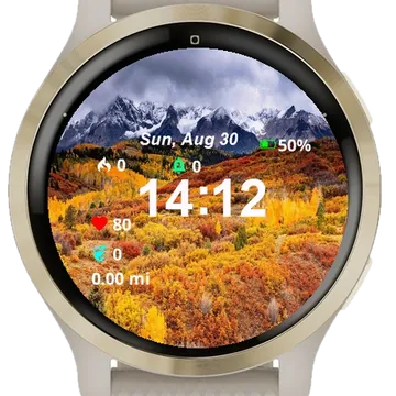 Mountains Background Few Trees Garmin watch face preview
