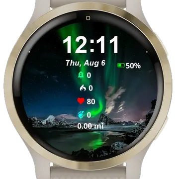 Mountains Body Water Green Garmin watch face preview