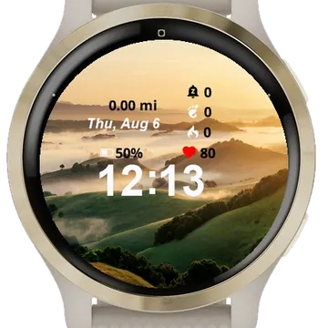 Mountains Covered Fog Low Garmin watch face preview