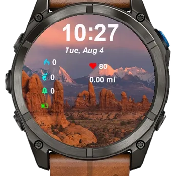 Mountains Distance Snow Capped Peaks Garmin watch face preview