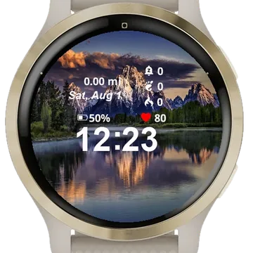 Mountains Reflected Still Water Garmin watch face preview